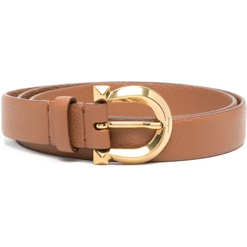 Leather Belt with Gold Hardware , female, Sizes: 70 CM, 80 CM, 95 CM - Salvatore Ferragamo - Modalova
