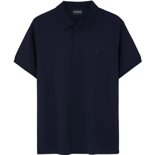 Blau Baumwoll-Poloshirt , Herren, Größe: 2XL - Emporio Armani - Modalova