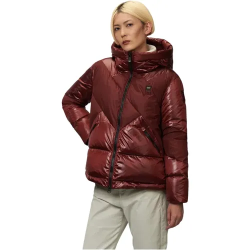 Geometric Line Hooded Puffer Jacket , female, Sizes: M - Blauer - Modalova