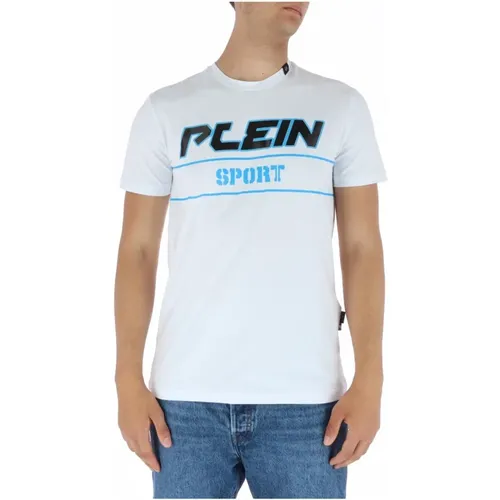 Weißes Bedrucktes Kurzarm-T-Shirt , Herren, Größe: L - Plein Sport - Modalova