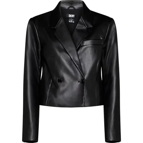 Faux Leather Double-Breasted Jacket , female, Sizes: M, S - DKNY - Modalova