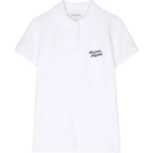 Weißes Logo-besticktes Poloshirt - Maison Kitsuné - Modalova