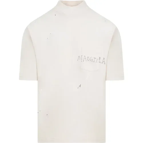 Distressed Ecru Cotton T-shirt , male, Sizes: L, M - Maison Margiela - Modalova