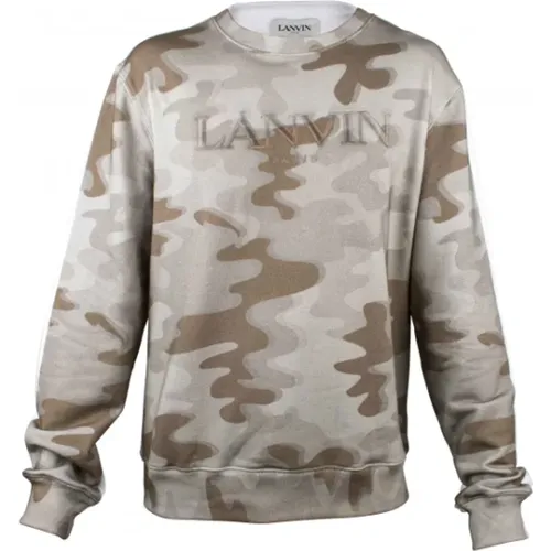 Beiger Sweatshirt mit Militärdruck , Herren, Größe: 2XL - Lanvin - Modalova