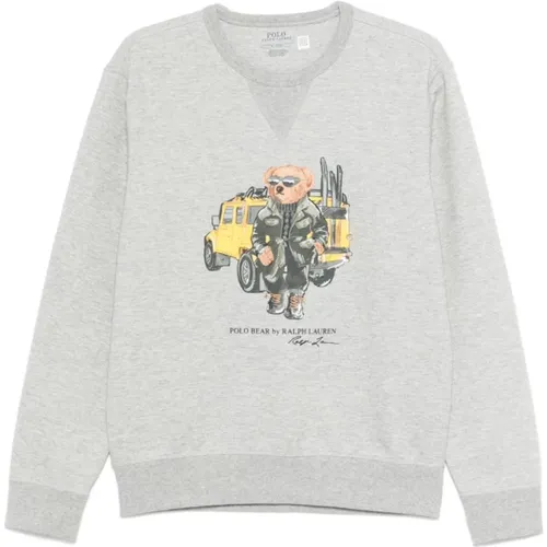 Grauer Pullover mit Polo Bear Motif , Herren, Größe: S - Polo Ralph Lauren - Modalova