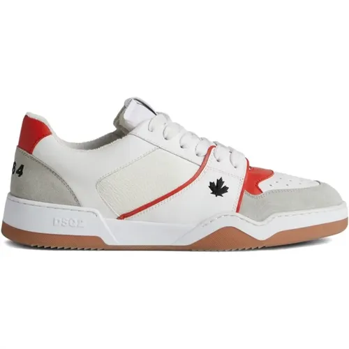 White Panelled Sneakers with Embroidered Logo , male, Sizes: 6 UK, 9 UK, 7 1/2 UK, 7 UK, 6 1/2 UK, 10 UK, 8 UK - Dsquared2 - Modalova