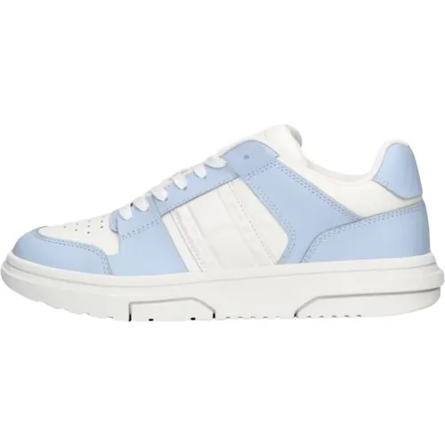 Blaue Leder Low-Top Skate Sneakers , Damen, Größe: 39 EU - Tommy Jeans - Modalova