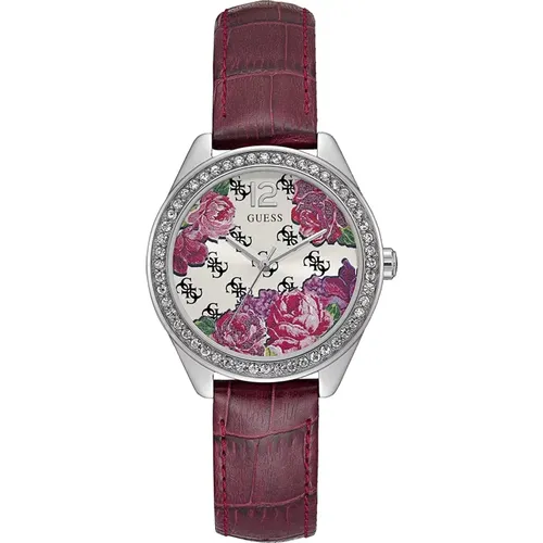 Floral Fleur Watch Wine Leather , female, Sizes: ONE SIZE - Guess - Modalova