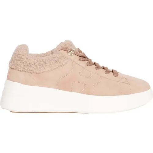 Beige Wildleder Pelzgefütterte Sneakers - Hogan - Modalova