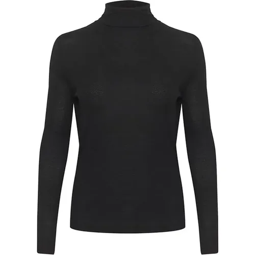 Schwarzes Rollneck Top & T-Shirt , Damen, Größe: 2XL - Soaked in Luxury - Modalova