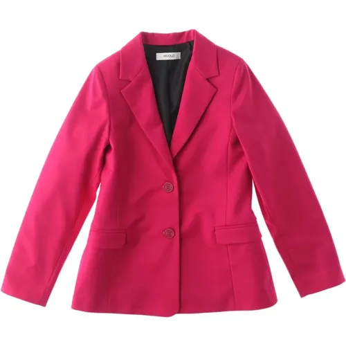 Fuchsia Taillierte Jacke mit Reverskragen - ViCOLO - Modalova