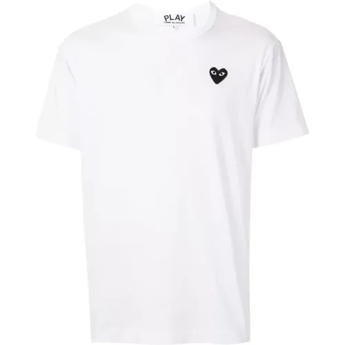 Weißes Play T-Shirt mit Schwarzem Logo , Herren, Größe: M - Comme des Garçons Play - Modalova
