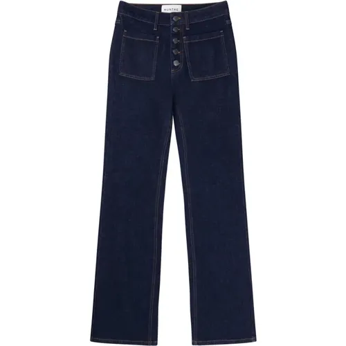 Jeans mit hoher Taille und Oversize-Taschen , Damen, Größe: M - Munthe - Modalova