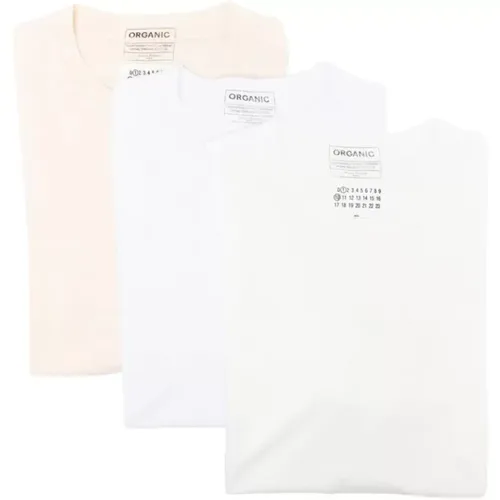 Weiße Baumwoll-T-Shirts Dreierpack , Herren, Größe: XL - Maison Margiela - Modalova
