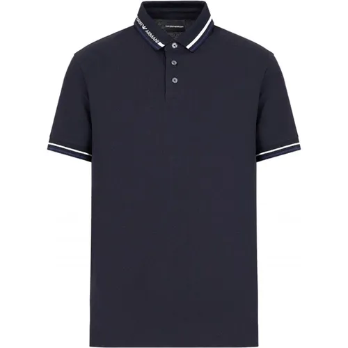 Navy Piquet Polo Shirt , male, Sizes: M - Emporio Armani - Modalova