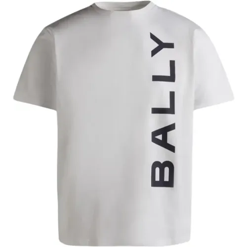 Weiße Baumwoll-T-Shirt mit Druck - Bally - Modalova