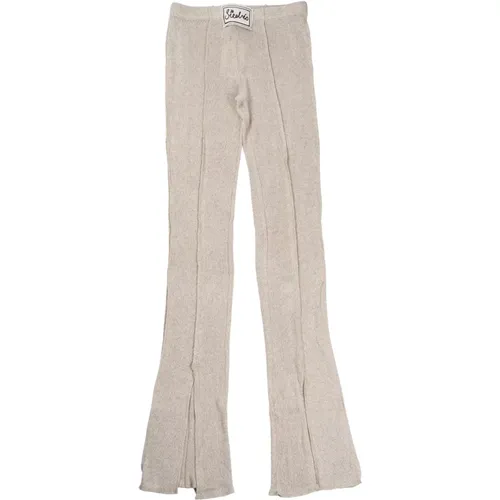 Knit pants with front slit , female, Sizes: S, L, M - Siedrés - Modalova