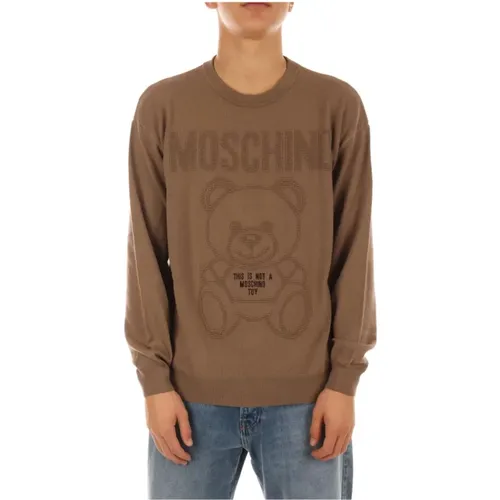 Pullover mit Rundhalsausschnitt, Rippbündchen und Besticktem Logo , Herren, Größe: XL - Moschino - Modalova