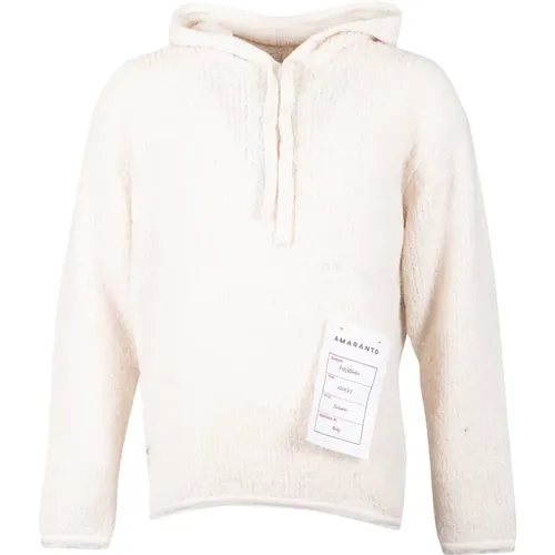 Amaránto, Cremefarbener Kapuzenpullover 90%Wo 10%Ws , Herren, Größe: M - AMARÁNTO - Modalova