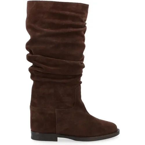 Folded Boot 4159-Velour-Psyke , female, Sizes: 3 UK, 5 1/2 UK, 3 1/2 UK, 9 UK, 8 UK, 4 UK, 5 UK, 2 UK, 6 UK, 4 1/2 UK, 7 UK - Via Roma 15 - Modalova