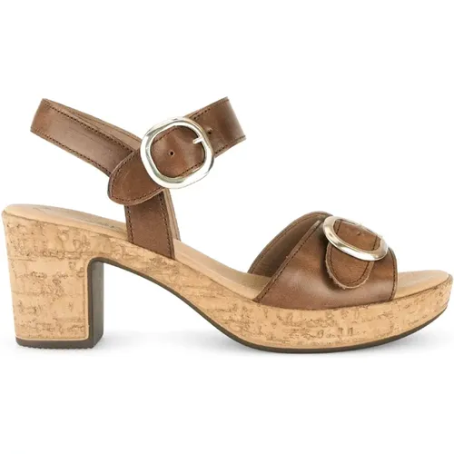 Cognac Leder Sandalen , Damen, Größe: 40 1/2 EU - Gabor - Modalova