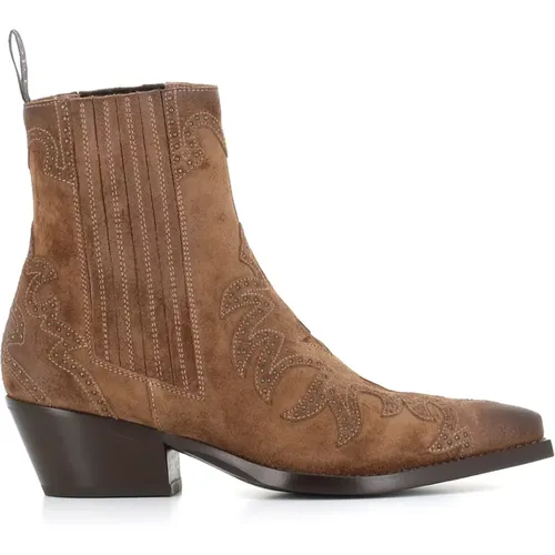 Texano Boots with Decorative Studs , female, Sizes: 2 UK, 4 1/2 UK - Sartore - Modalova