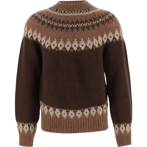 Geometrisches Muster Wollmischung Rundhalsausschnitt Pullover , Herren, Größe: M - Dsquared2 - Modalova