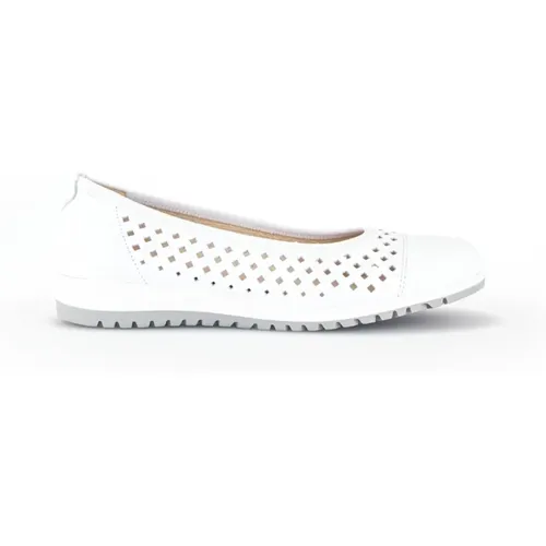 Weiße Leder Ballerina Schuhe , Damen, Größe: 40 1/2 EU - Gabor - Modalova