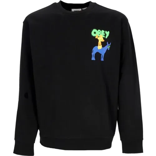 Leichtes Crewneck Sweatshirt Schwarz French Terry - Obey - Modalova