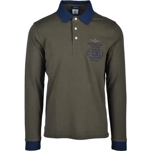 Baumwoll-Poloshirt , Herren, Größe: L - aeronautica militare - Modalova