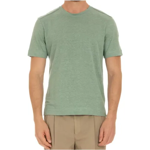 Grünes Leinen T-shirt Polos , Herren, Größe: 2XL - Ermenegildo Zegna - Modalova