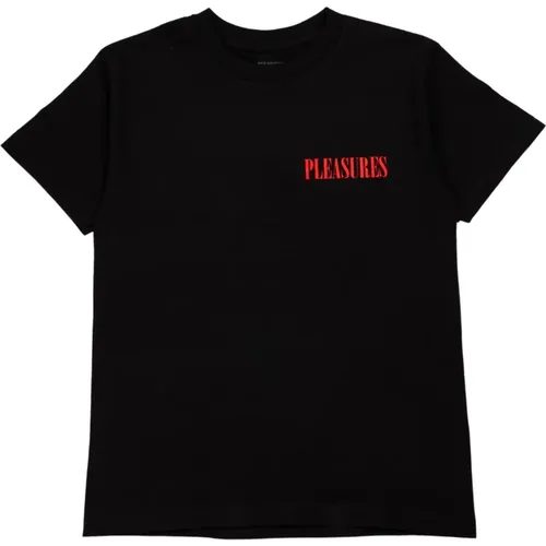Schwarzes Baumwoll-Vertikales T-Shirt , Herren, Größe: S - Pleasures - Modalova