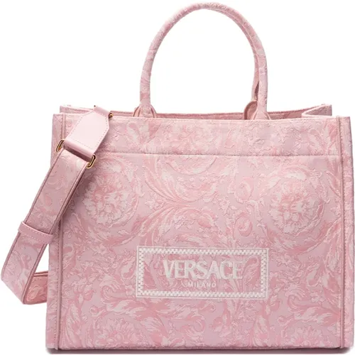 Large Embroidered Tote Bag , female, Sizes: ONE SIZE - Versace - Modalova