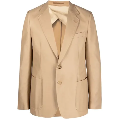 Cotton Gabardine Jacket with Classic Lapel and Button Closure , male, Sizes: M - Gucci - Modalova
