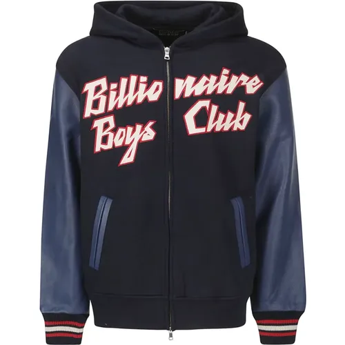 Leather Sleeve Zip-Through Hood Sweatshirt , male, Sizes: S, M - Billionaire Boys Club - Modalova