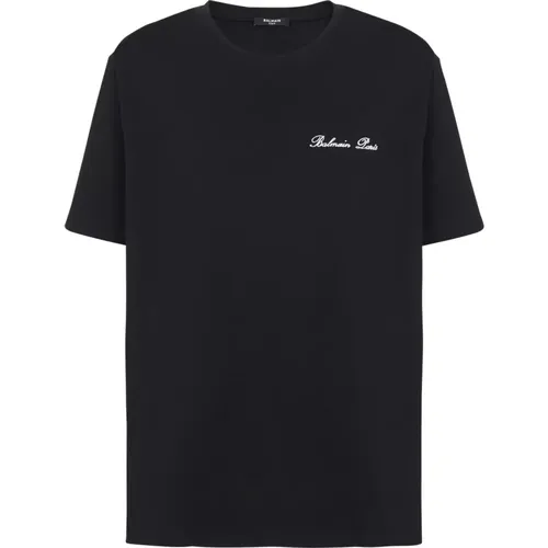 Signature T-Shirt , Herren, Größe: 2XL - Balmain - Modalova