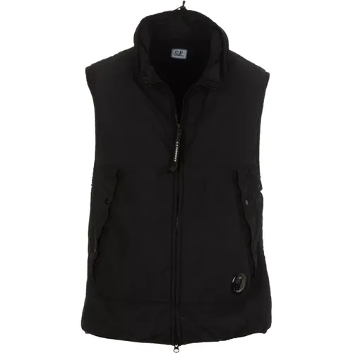 Wrinkled Effect Vest with Double Zip Closure , male, Sizes: M, XL, L - C.P. Company - Modalova