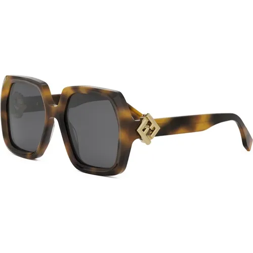 Diamonds Sunglasses with Havana Frame , unisex, Sizes: 53 MM - Fendi - Modalova