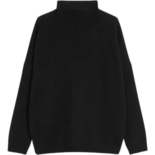 Schwarzer Wollpullover Hoher Kragen Oversized , Damen, Größe: S - Max Mara Weekend - Modalova