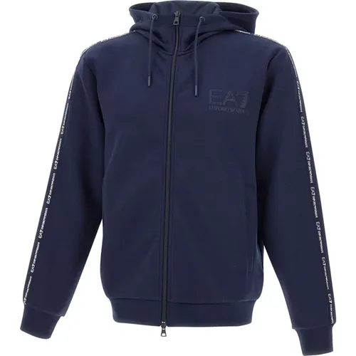 Hooded Zip Sweater , male, Sizes: L, M, S - Emporio Armani EA7 - Modalova