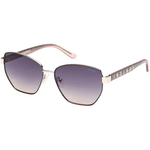 Stylische Sonnenbrille mit Verlauf rauchiger Linse,Schwarze Sonnenbrille mit Verlaufslinse,Stilvolle Sonnenbrille braun Verlauf - Guess - Modalova