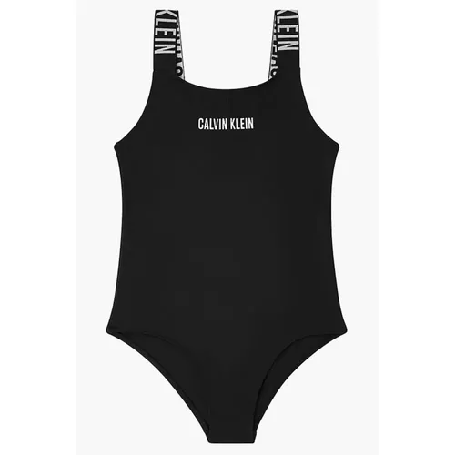 Schwarzer Badeanzug mit vorderen Logo-Trägern - Calvin Klein - Modalova
