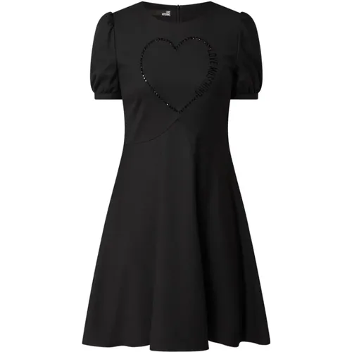 Elegantes Schwarzes Kleid mit Funkelnden Details - Love Moschino - Modalova