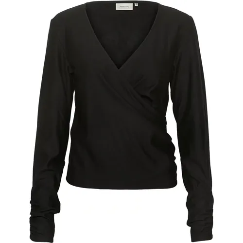 Wickelbluse mit Drapierten Details , Damen, Größe: XL - Gestuz - Modalova