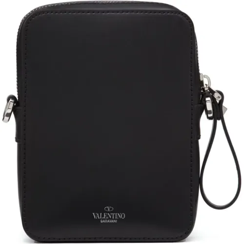 Leather Crossbody Bag with Bold Vltn Print , male, Sizes: ONE SIZE - Valentino Garavani - Modalova