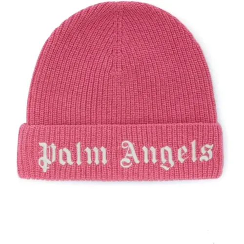 Rosa Kinder Beanie mit Logo-Stickerei - Palm Angels - Modalova