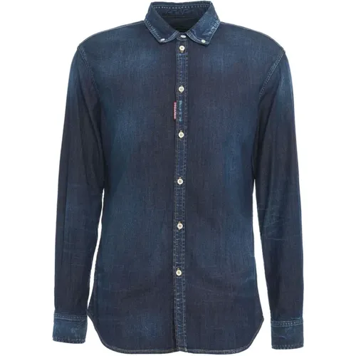 Italienische Lockere Passform Denim Hemd , Herren, Größe: L - Dsquared2 - Modalova