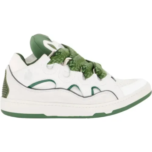 Weiße Grüne Leder Curb Sneakers - Lanvin - Modalova