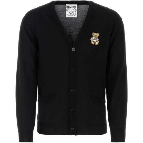 Stylischer Schwarzer Woll-Cardigan , Herren, Größe: M - Moschino - Modalova