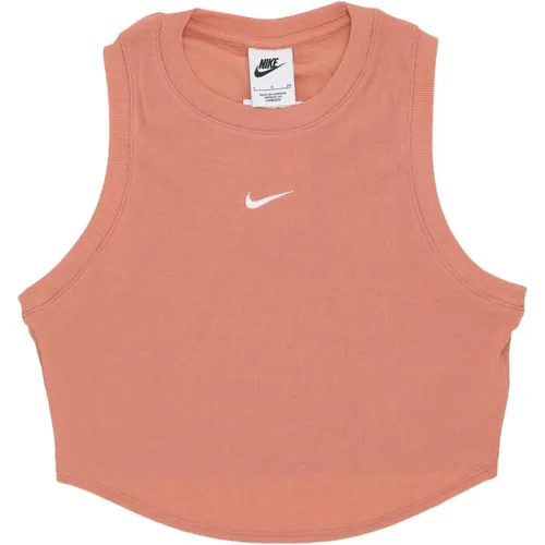 Essential Rib Crop Tank Terra Blush , Damen, Größe: M - Nike - Modalova